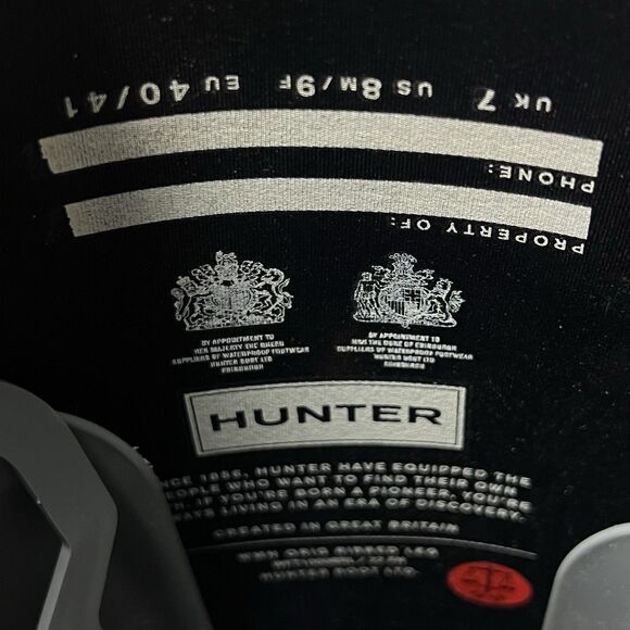 Hunter Original Ribbed Waterproof Rubber Boot Black Blue Tall Size 8 Men 9 Women